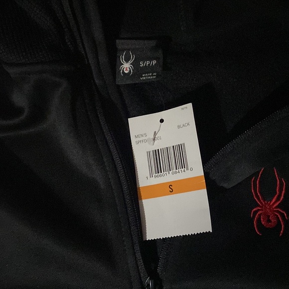 Spyder Men's Racer 1/4 Zip Pullover Hoodie, black, men’s small - Picture 2 of 5